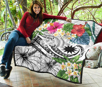 Nauru Polynesian Premium Quilt - Summer Plumeria (White) - Polynesian Pride