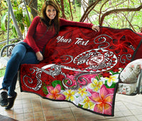 Guam Custom Personalised Premium Quilt - Turtle Plumeria (Red) - Polynesian Pride