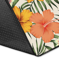 Tropical Flowers Hibiscus Pink Yellow Rug - Polynesian Pride