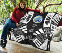 Federated States Of Micronesia Premium Quilt - Federated States Of Micronesia Seal Polynesian White Tattoo (Black) - Polynesian Pride