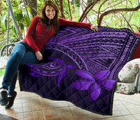 Hawaii Quilt - Hawaii Turtle Plumeria Quilt Purple - Polynesian Pride