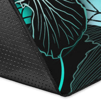 Vanuatu Polynesian Area Rugs - Turtle With Blooming Hibiscus Turquoise - Polynesian Pride