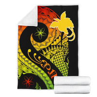 Papua New Guinea Premium Blanket - PNG Bird And Polynesian Decorative Pattern - Polynesian Pride