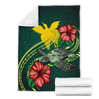 Papua New Guinea Polynesian Premium Blanket - Green Turtle Hibiscus - Polynesian Pride