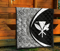 Hawaii Kanaka Polynesian Black And White Premium Quilt - Circle Style - Polynesian Pride