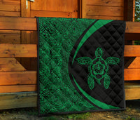 Hawaii Turtle Polynesian Green Premium Quilt - Circle Style - Polynesian Pride