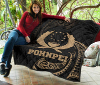 Pohnpei Micronesia Premium Quilt - Gold Tribal Wave - Polynesian Pride