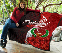 Pohnpei Micronesia Premium Quilt - Coat Of Arm With Hibiscus - Polynesian Pride
