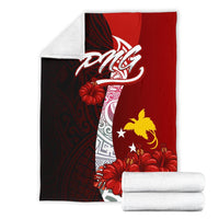 Papua New Guinea Polynesian Premium Blanket - Coat Of Arm With Hibiscus - Polynesian Pride