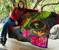 Chuuk Polynesian Premium Quilt - Hibiscus and Banana Leaves - Polynesian Pride