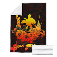 Papua New Guinea Polynesian Premium Blanket - Swordfish With Hibiscus - Polynesian Pride