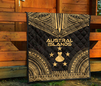 Austral Islands Premium Quilt - Austral Islands Flag Polynesian Chief Gold Version - Polynesian Pride