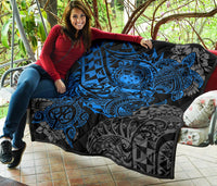 Samoa Polynesian Premium Quilt - Blue Turtle Flowing - Polynesian Pride
