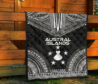 Austral Islands Premium Quilt - Austral Islands Flag Polynesian Chief Black Version - Polynesian Pride