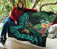 Tiki Polynesian Premium Quilt Turtle Hibiscus - Polynesian Pride