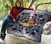 Hawaii Polynesian Premium Quilt - Hawaiian Dancing Girl Silver - Polynesian Pride