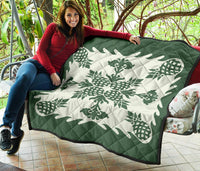 Hawaiian Premium Quilt Pineapple Pattern - Green - Polynesian Pride