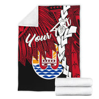 Tahiti Polynesian Custom Personalised Premium Blanket - Tribal Wave Tattoo Flag Style - Polynesian Pride