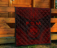 Federated States Of Micronesia Premium Quilt - FSM Seal Polynesian Chief Red Version - Polynesian Pride