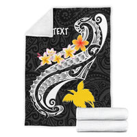 Papua New Guinea Custom Personalised Premium Blanket - PNG Seal Polynesian Patterns Plumeria (Black) - Polynesian Pride