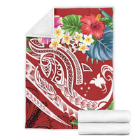 Papua New Guinea Polynesian Premium Blanket - Summer Plumeria (Red) - Polynesian Pride