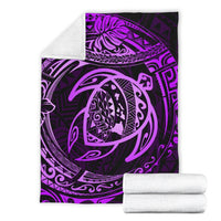 Hawaiian Turtle Polynesian Purple Premium Blanket - Polynesian Pride