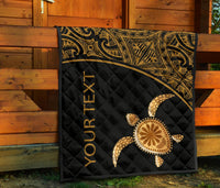 Polynesian Custom Personalised Premium Quilt - Gold Turtle Curver Style - Polynesian Pride