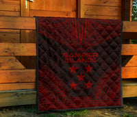 Gambier Islands Premium Quilt - Gambier Islands Flag Polynesian Chief Red Version - Polynesian Pride