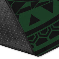 Royal Hibiscus Polynesian Tribal Area Rug Green AH - Polynesian Pride