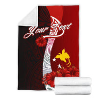 Papua New Guinea Polynesian Custom Personalised Premium Blanket - Coat Of Arm With Hibiscus - Polynesian Pride