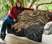 Polynesian Premium Quilt - Polynesian Golden Turtle Hibiscus - Polynesian Pride
