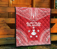 Austral Islands Premium Quilt - Austral Islands Flag Polynesian Chief Red Version - Polynesian Pride