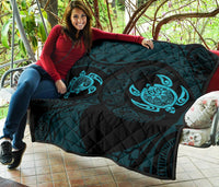 Hawaii Polynesian Turtle Premium Quilt Blue - Polynesian Pride