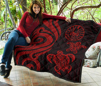 Tahiti Polynesian Premium Quilt - Red Tentacle Turtle - Polynesian Pride