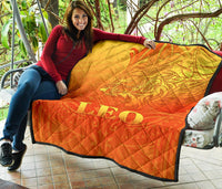Sun In Leo Zodiac Premium Quilt Polynesian Tattoo Simple - Orange - Polynesian Pride