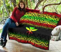 Hawaii Premium Quilt - Reggae Kanaka Maoli Polynesian Tattoo & Black Frog - Polynesian Pride