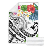 Papua New Guinea Polynesian Premium Blanket - Summer Plumeria (White) - Polynesian Pride