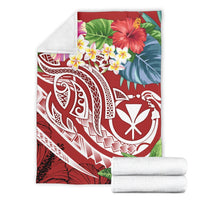 Polynesian Hawaii Kanaka Maoli Premium Blanket - Summer Plumeria (Red) - Polynesian Pride