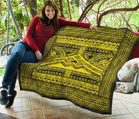 Hawaii Polynesian Mauna Kea Premium Quilt Yellow - Polynesian Pride