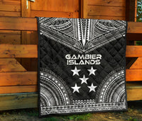 Gambier Islands Premium Quilt - Gambier Islands Flag Polynesian Chief Black Version - Polynesian Pride