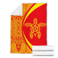 Hawaii Premium Blanket Turtle Polynesian - Circle Style Red And Yellow - Polynesian Pride