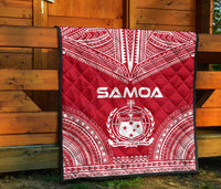 Samoa Premium Quilt - Samoa Coat Of Arms Polynesian Chief Red Version - Polynesian Pride