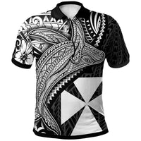 Wallis and Futuna Polo Shirt Humpback Whale and Coat of Arms White Unisex White - Polynesian Pride