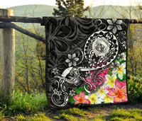 Hawaii Polynesian Premium Quilt - Hawaii Seal With Turtle Plumeria (Black) - Polynesian Pride