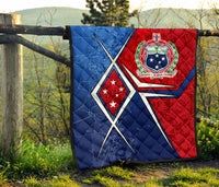 Samoa Premium Quilt - Samoa Flag with Polynesian Patterns - Polynesian Pride