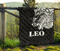 Sun In Leo Zodiac Premium Quilt Polynesian Tattoo Simple - White - Polynesian Pride