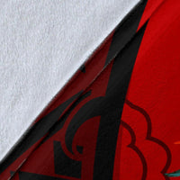 Papua New Guinea Premium Blanket - Polynesian Hook And Hibiscus (Red) - Polynesian Pride