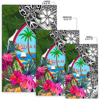 Guam Area Rug White - Turtle Plumeria Banana Leaf - Polynesian Pride