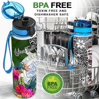 Palau Custom Personalised Hydro Tracking Bottle White - Turtle Plumeria Banana Leaf Crest - Polynesian Pride