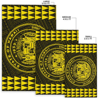 Kakau Seal Of Hawaii Polynesian - Yellow Rug - Polynesian Pride